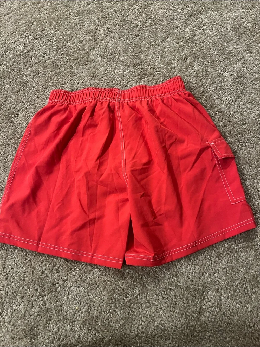 Rocorose woman’s swim trunks lined cargo style small red